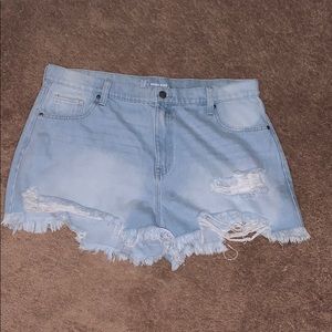 light blue jean shorts